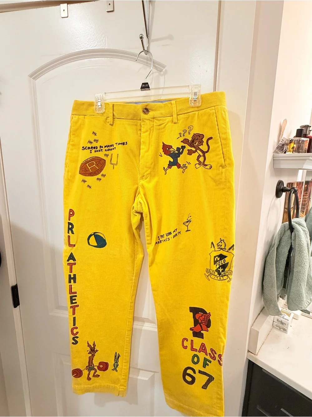 Polo by Ralph Lauren Yellow Corduroy Graphic 'Class of 67' Pants - Picture 6 of 7